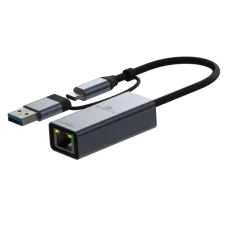 Amkette Super-Speed USB 3.0 + Type-C to RJ45 Gigabit Ethernet Adapter