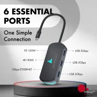WOZOYO Type-C 6-in-1 Docking Station – Series 1 | USB-C Multiport Hub
