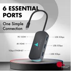 WOZOYO Type-C 6-in-1 Docking Station – Series 1 | USB-C Multiport Hub WOZOYO Type-C 6-in-1 Docking Station – Series 1 | USB-C Multiport Hub